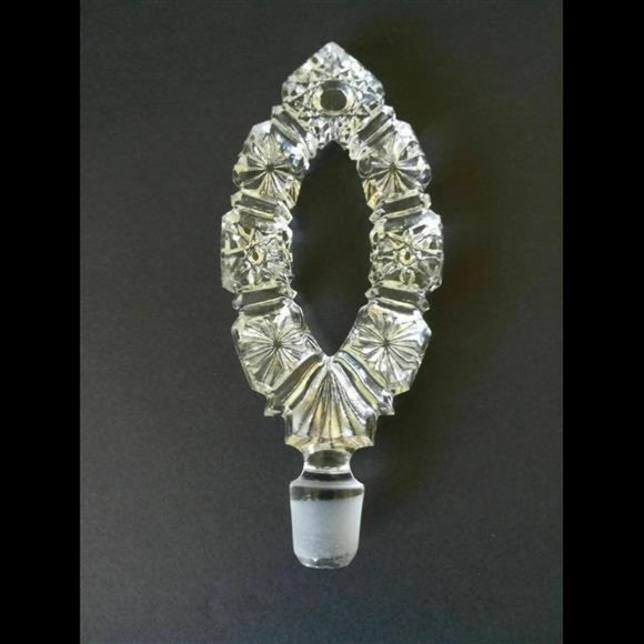 Large 10" Crystal Vintage Perfume Bottle Ornate Dauber Stopper - Picture 3 of 9